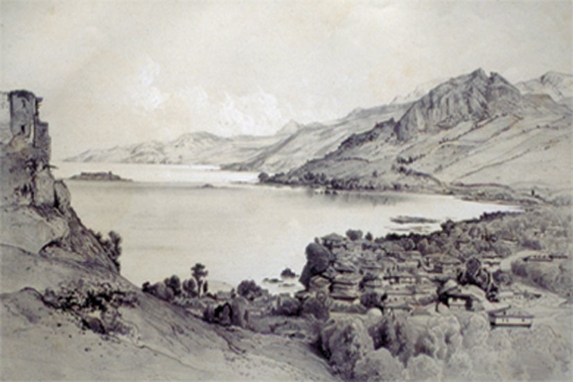 XIX. yüzyıl ortalarında Giresun’u doğu yönüne doğru gösteren gravür (X. Hommaire de Hell, lv. XXXII)