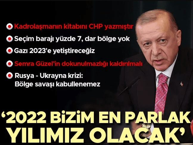Cumhurbaşkanı Erdoğan: 2022 bizim en parlak yılımız olacak