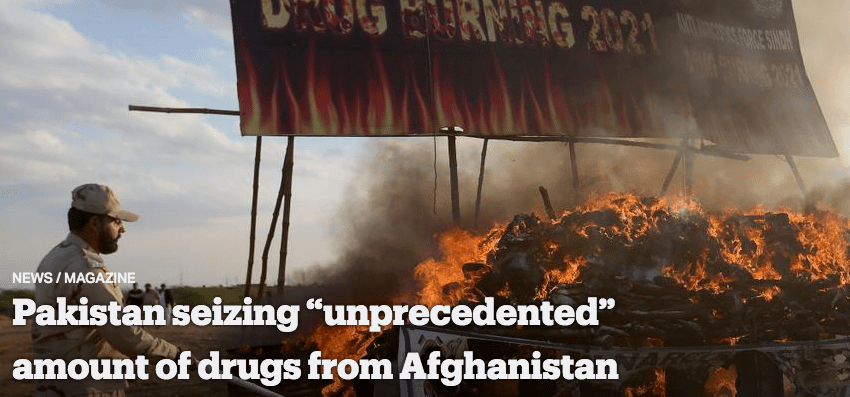 Pakistan seizing “unprecedented” amount of drugs from Afghanistan