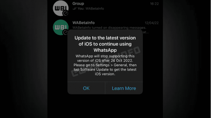 WhatsApp has started to announce that it will end support. Photo: WABetaInfo