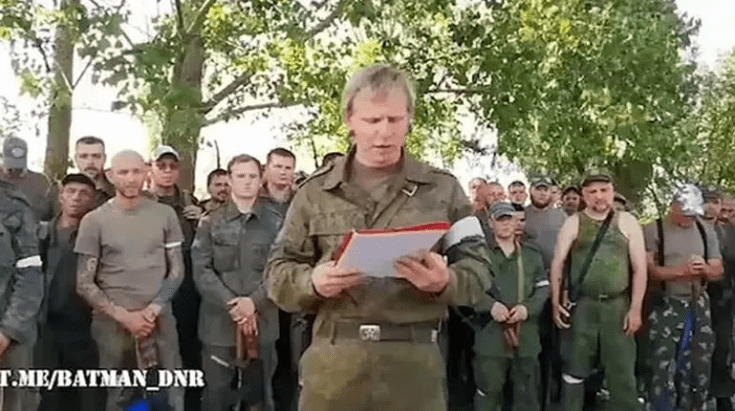 Russian soldiers stood in front of the camera and rebelled