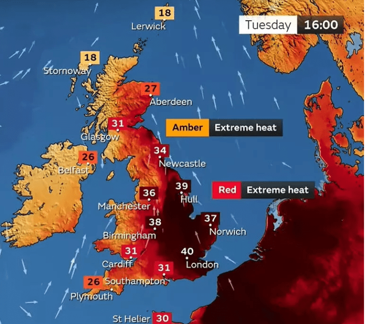 The UK has broken the record for the hottest temperatures in its history! Transportation paralyzed: Even the airstrip melted