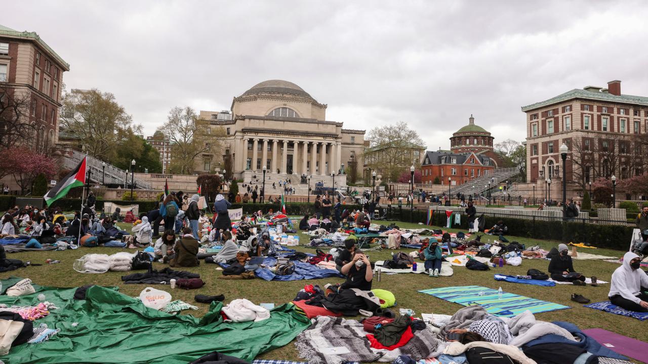 Students at Columbia University stayed up all night on campus for Gaza